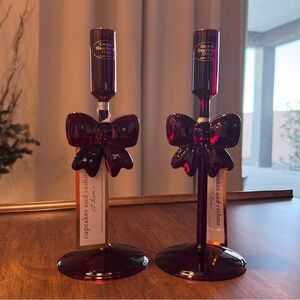 cupcakes & cashmere Burgundy Candle Holders (set of 2)